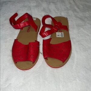 Red Sandals with Floral Cutouts